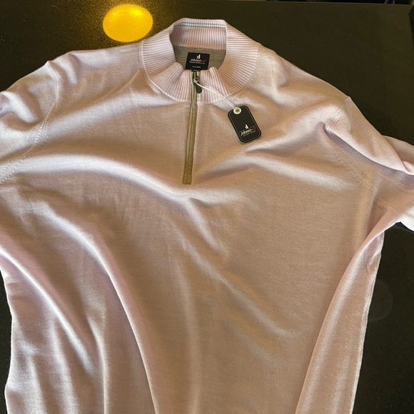 johnnie-O Purple Sweater with Ribbed Texture and Folded Collar - Picture 4 of 7